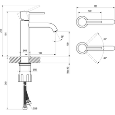 Umyvadlová stojánková baterie Ravak Espirit ES 012.20BLM 190 mm bez výpusti, Black Matt