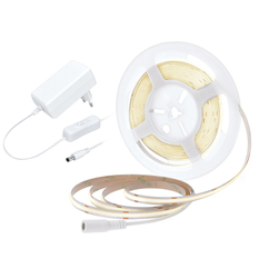 Solight LED COB pásek, sada s adaptérem, vypínač, 5m, 8W/m, 800lm/m, neutrální bílá