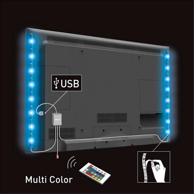 Solight LED RGB pásek pro TV, 2x 50cm, USB, vypínač, dálkový ovladač