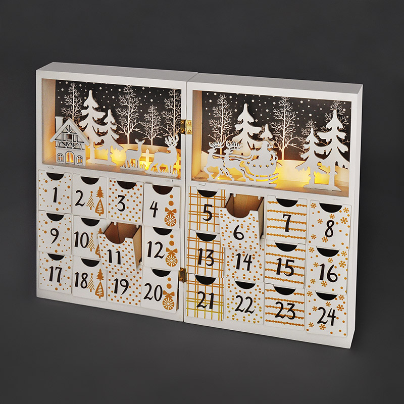 Solight LED adventní kalendář - kniha, 8x LED, 40x30cm, 2x AAA