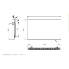 Radiátor Kermi E-Panel Plan horizontální P1E 21 600 x 800 mm, 1000 W, regulátor vpravo se zástrčkou, bílá