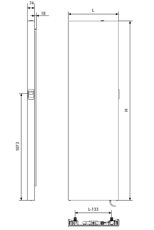 Radiátor Kermi E-Panel Plan vertikální P2E 10 1800 x 500 mm, 1250 W, regulátor vpravo se zástrčkou, bílá