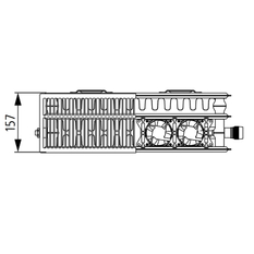 Radiátor Kermi Line-V x-flair PLV 33 levý 605 x 1205 mm, 1072 W, bílá (pro tepelná čerpadla)