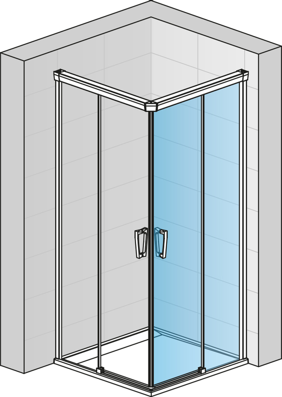 Dvoudílné posuvné dveře Ronal Cadura pravé / 1 strana rohového vstupu 700 x 2000 mm, černá matná/sklo čiré