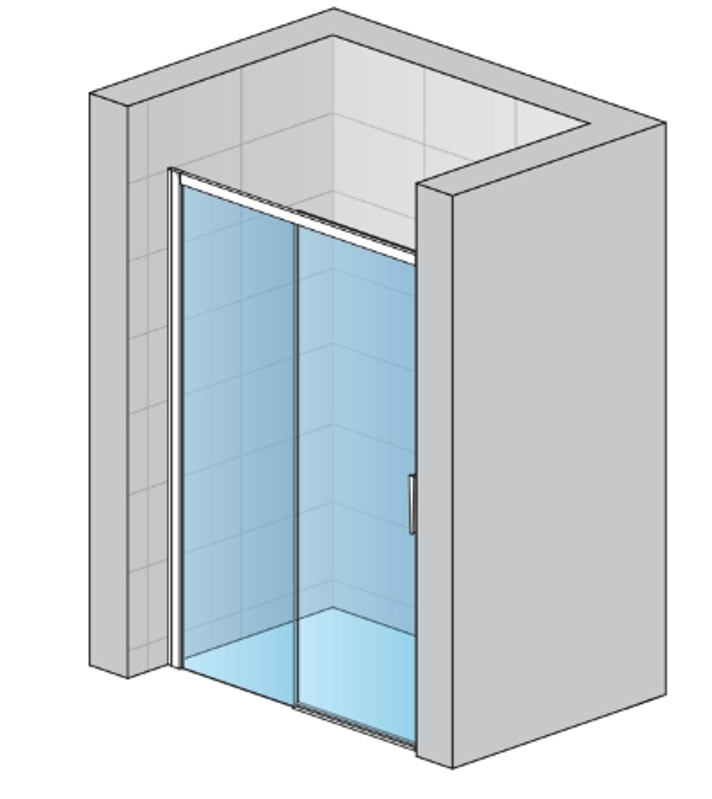 Jednodílné posuvné dveře Ronal Divera s pevnou stěnou v rovině - pevný díl vpravo 1200 x 2000 mm, černá matná/sklo Durlux