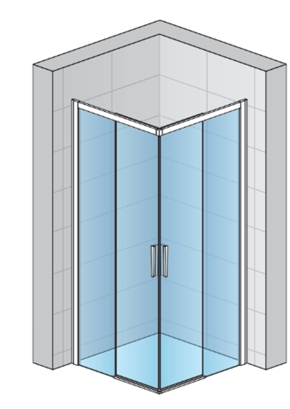 Rohový vstup Ronal Divera s dvoudílnými posuvnými dveřmi 700 x 2000 mm, černá matná/sklo čiré