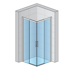 Rohový vstup Ronal Divera s dvoudílnými posuvnými dveřmi 800 x 2000 mm, černá matná/sklo Durlux