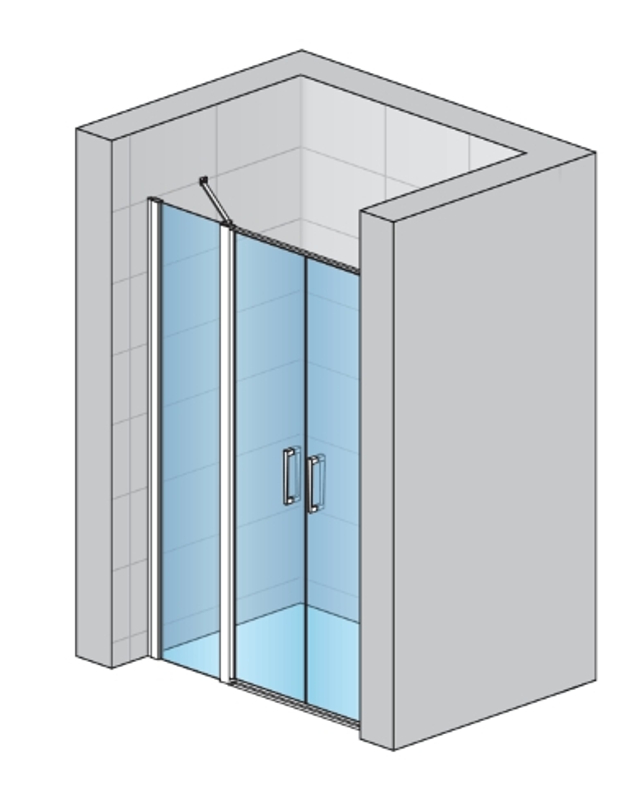 Dvoukřídlé dveře Ronal Divera s pevnou stěnou v rovině 1000 x 2000 mm, černá matná/sklo Screen