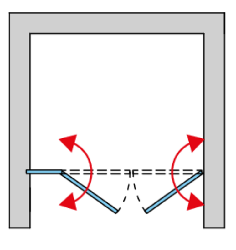 Dvoukřídlé dveře Ronal Divera s pevnou stěnou v rovině 1200 x 2000 mm, černá matná/sklo bílé linky