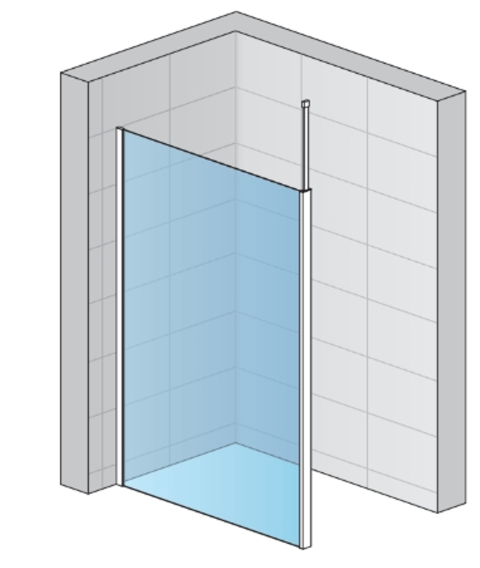 Pevná stěna Ronal Divera samostatná včetně montážního setu (vč. stropní vzpěry) 1400 x 2000 mm, aluchrom/sklo čiré