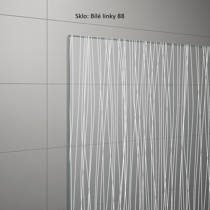 Pevná stěna Ronal Divera samostatná s krátkou otočnou stěnou v 90° 700 x 2000 mm, aluchrom/sklo bílé linky