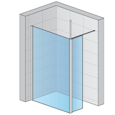 Pevná stěna Ronal Divera samostatná s krátkou otočnou stěnou v 90° 700 x 2000 mm, aluchrom/sklo bílé linky