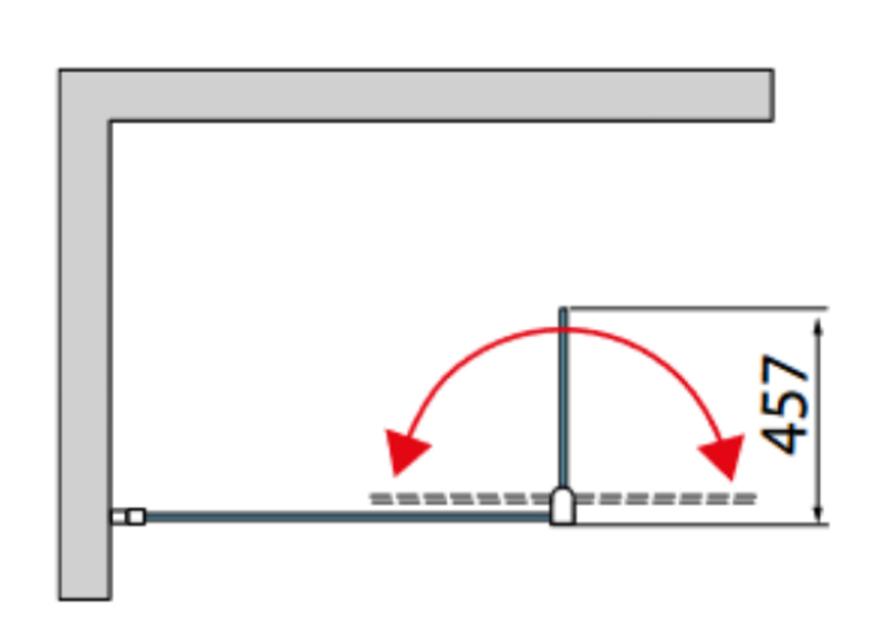 Pevná stěna Ronal Divera samostatná s krátkou otočnou stěnou v 90° 800 x 2000 mm, aluchrom/sklo čiré