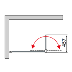 Pevná stěna Ronal Divera samostatná s krátkou otočnou stěnou v 90° 800 x 2000 mm, aluchrom/sklo čiré