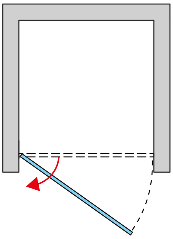 Jednokřídlé dveře Ronal Pur - panty vlevo / 1 strana rohového vstupu Atyp na zaměření 0 - 1000 x výška do 2000 mm, chrom/sklo Satén