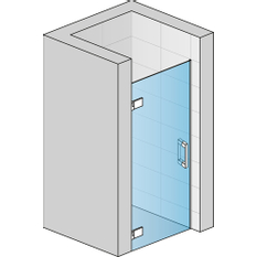 Jednokřídlé dveře Ronal Pur - panty vlevo / 1 strana rohového vstupu Atyp na zaměření 0 - 1000 x výška do 2000 mm, chrom/sklo Satén