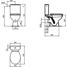 Klozet Kombi WC pack Ideal Standard Ullysse, vodorovný odpad, včetně zpomalovacího sedátka a nádržky, bílá