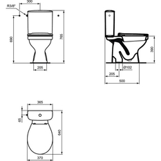 Klozet Kombi WC pack Ideal Standard Ullysse, spodní odpad, včetně zpomalovacího sedátka a nádržky, bílá