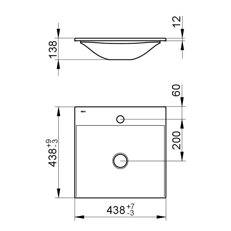 Keramické umyvadlo Keuco Edition 11, 438 x 12 x 438 mm, bílá