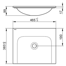 Keramické umyvadlo Keuco Plan, 465 x 17 x 383 mm, bílá