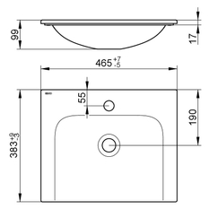 Keramické umyvadlo Keuco Plan, 465 x 17 x 383 mm, bílá