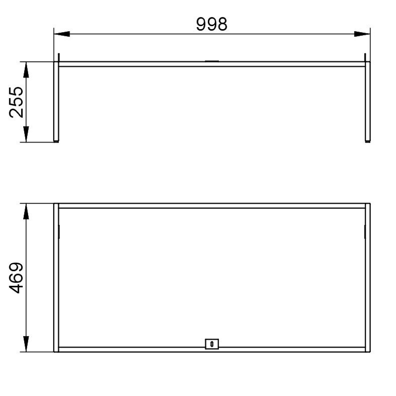 Podstavec Keuco Plan, 1000 x 255 x 470 mm, vulkanit