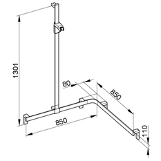 Sprchové madlo se sprchovou tyčí Keuco Axess, 850/850/1301 mm, černý matná