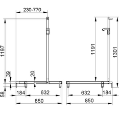 Sprchové madlo se sprchovou tyčí Keuco Axess, 850/850/1301 mm, černý matná