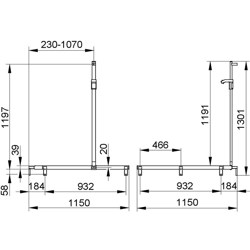 Sprchové madlo se sprchovou tyčí Keuco Axess, 1150/1150/1301 mm, černý matná