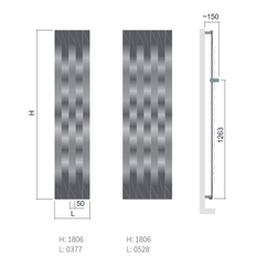 Těleso koupelnové trubkové Isan Nias 1806 x 377 mm, 671 W, středové připojení, sněhově bílá - struktura S09