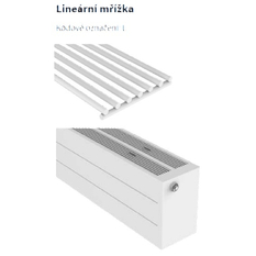 Konvektor Isan Exact K21, 70 x 5400 mm, 2182 W, připojení AD, na zem, s lineární mřížkou, bílá