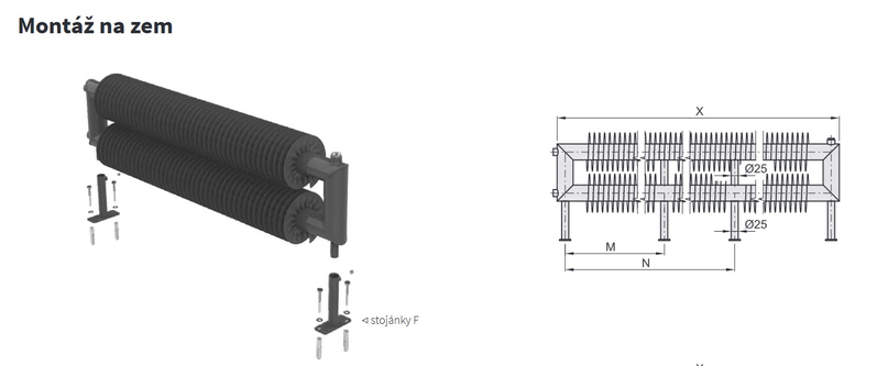 Radiátor žebrový elektrický Isan Spiral RA1, 57 x 137 x 500 mm, 200 W topná tyč s regulátorem Mini PW, na zem, bílá