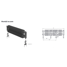 Radiátor žebrový elektrický Isan Spiral RA1, 57 x 137 x 500 mm, 200 W topná tyč s regulátorem Mini PW, na zem, bílá