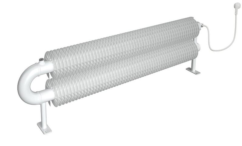 Radiátor žebrový elektrický Isan Spiral RAO2, 76 x 156 x 1750 mm, 1200 W základní topná tyč, na zeď, bílá