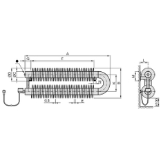 Radiátor žebrový elektrický Isan Spiral RAO2, 76 x 156 x 1750 mm, 1200 W základní topná tyč, na zeď, bílá