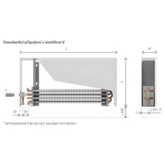 Konvektor nástěnný Isan Ecolite Cube 500 x 182 x 600 mm, 718 W, připojení vpravo, bílá