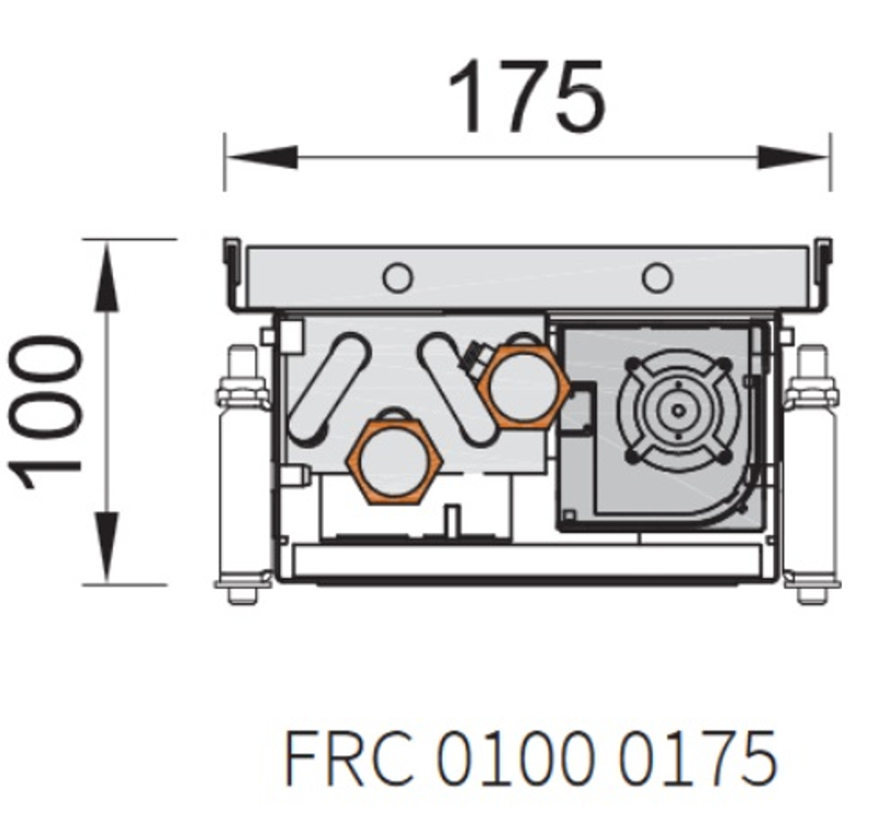 Konvektor podlahový s ventilátorem pro topení a chlazení Isan Termo FRC 100 x 175 x 800 mm, 926 W, připojení vlevo, výměník ocelový, mřížka Natur příčná rolovací hliník