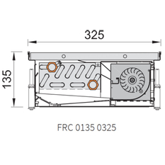 Konvektor podlahový s ventilátorem pro topení a chlazení Isan Termo FRC 135 x 325 x 1700 mm, 7576 W, připojení vlevo, výměník ocelový, mřížka Natur příčná rolovací hliník