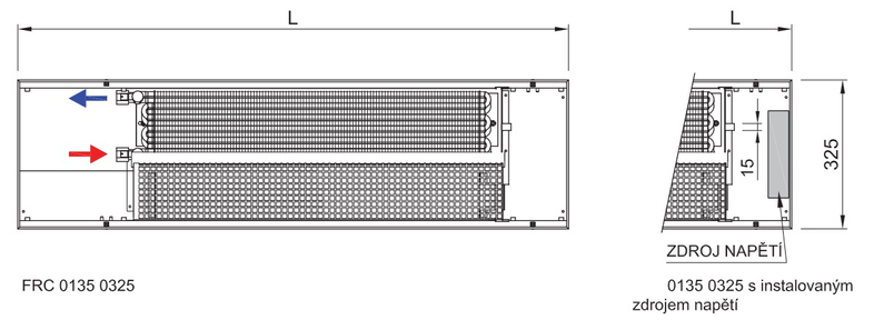 Konvektor podlahový s ventilátorem a s instalovaným zdrojem napětí pro topení a chlazení Isan Termo FZC 135 x 325 x 900 mm, 2588 W, připojení vlevo, výměník ocelový, mřížka Natur příčná rolovací hliník