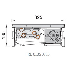 Konvektor podlahový s ventilátorem pro topení a chlazení Isan Termo FRC 135 x 325 x 1800 mm, 4112 W, připojení vlevo, výměník ocelový, mřížka Natur příčná rolovací hliník