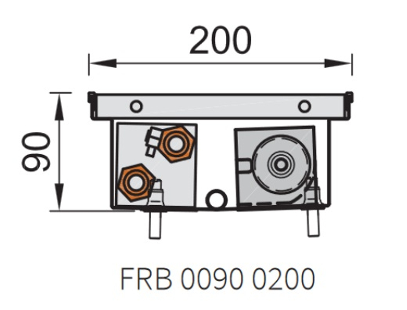 Konvektor podlahový do mokrého prostředí s ventilátoremí Isan Termo FRB 90 x 200 x 2500 mm, 3480 W, připojení vlevo, výměník nerezový, mřížka Natur příčná rolovací hliník