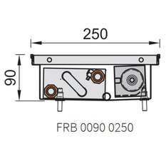 Konvektor podlahový do mokrého prostředí s ventilátoremí Isan Termo FRB 90 x 250 x 700 mm, 752 W, připojení vlevo, výměník nerezový, mřížka Natur příčná rolovací hliník