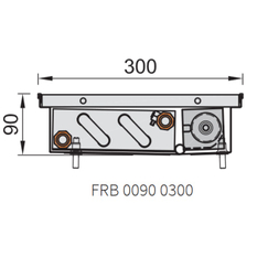 Konvektor podlahový do mokrého prostředí s ventilátoremí Isan Termo FRB 90 x 300 x 1200 mm, 2138 W, připojení vlevo, výměník nerezový, mřížka Natur příčná rolovací hliník