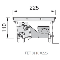 Konvektor podlahový elektrický s ventilátorem a regulátorem Isan Termo FET 110 x 225 x 800 mm, 550 W, připojení vpravo, výměník ocelový, mřížka Natur příčná nerolovací hliník